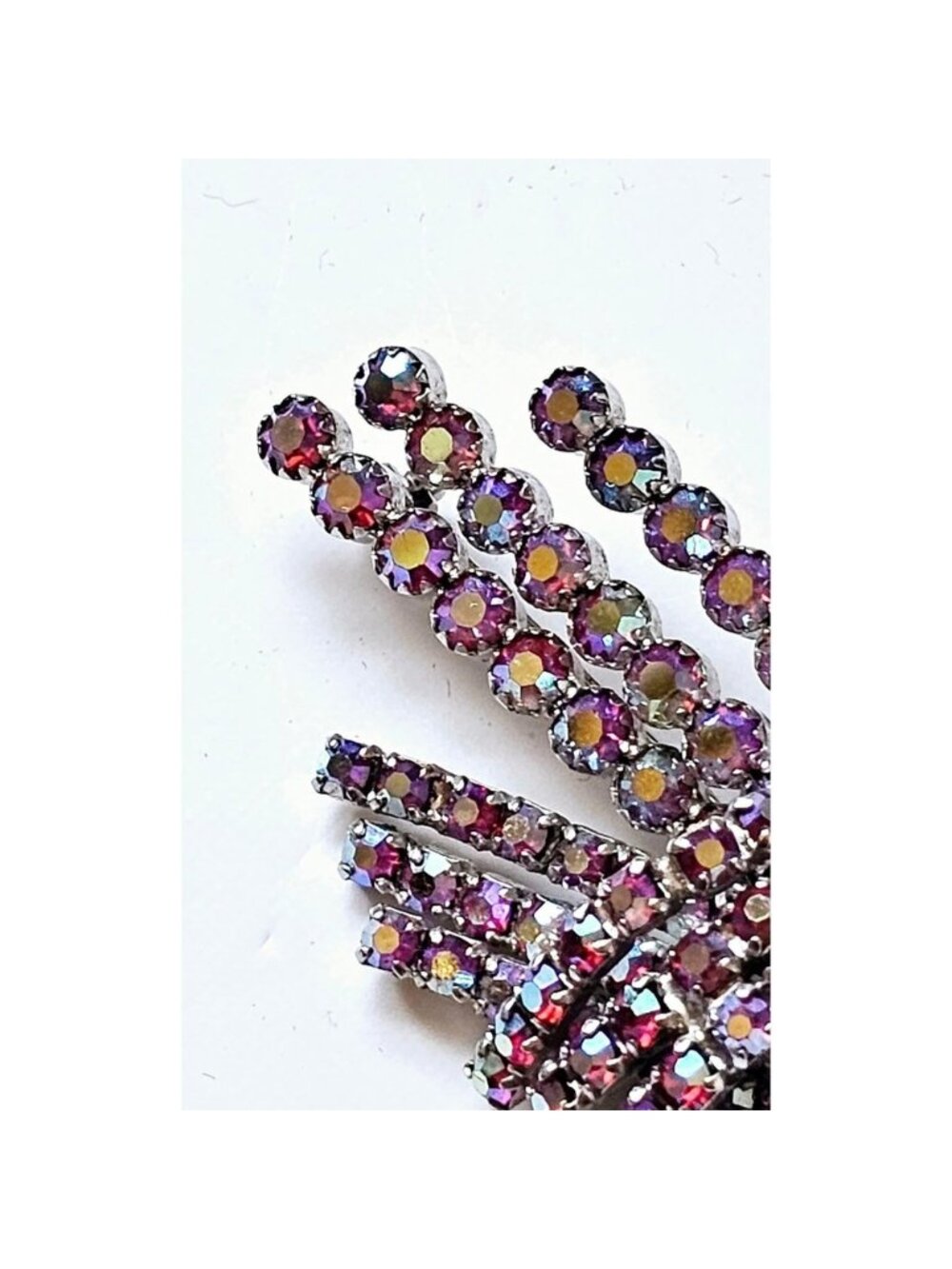 Vintage Pink AB Crystal Brooch and Clip On Earrings by Continental Jewellery - Picture 4 of 10